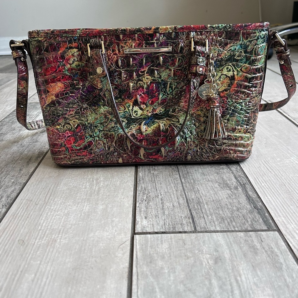Colorful Croc-Embossed Shoulder Bag